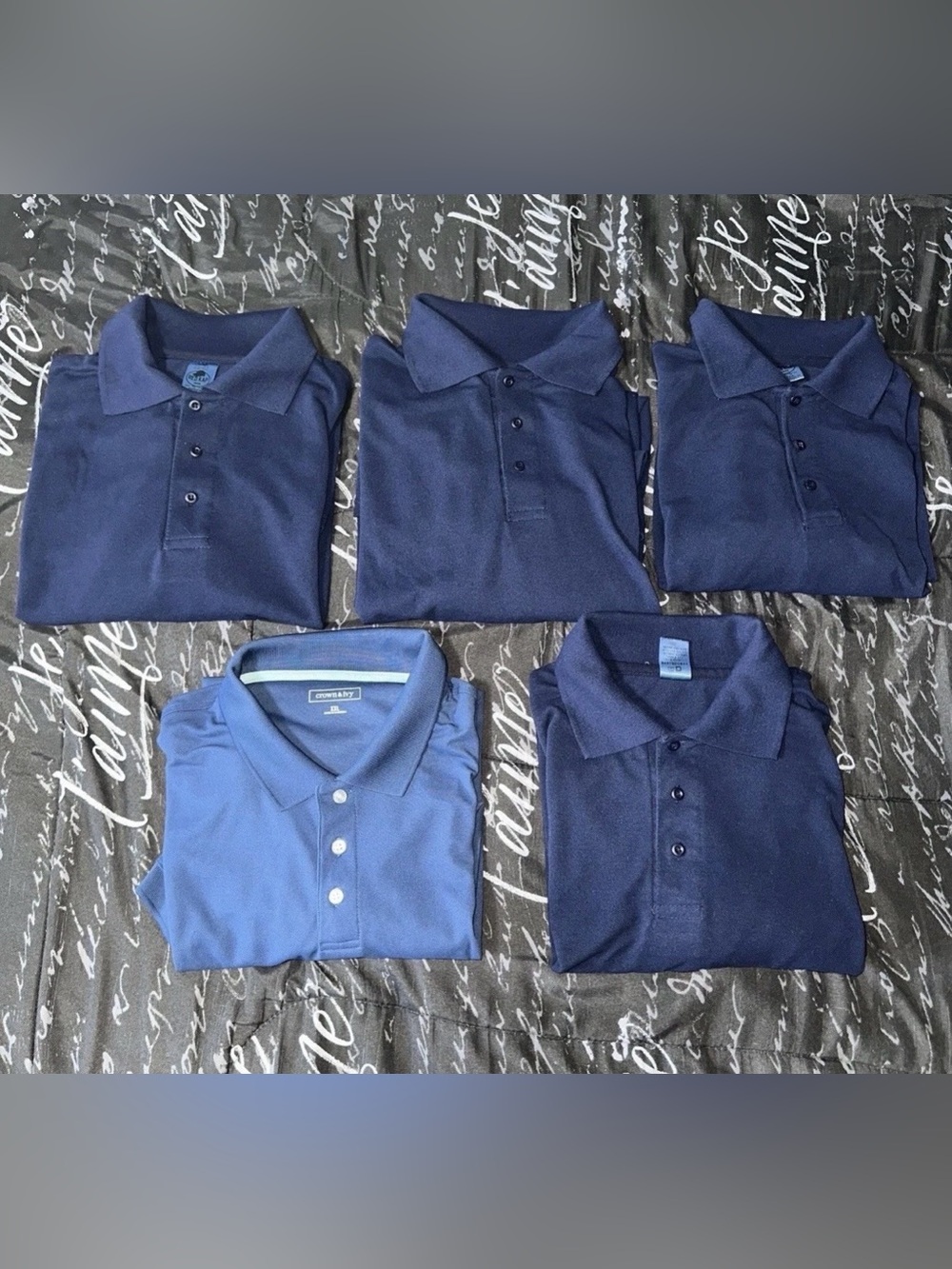 5 Men’s Collared Polo Shirts Bundle Navy Blue Red Kap Crown & Ivy 4-XL 1-XXL